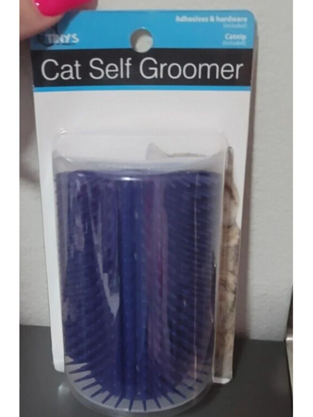 TINY'S CAT SELF GROOMER BRUSH ADHESIVE BLUE